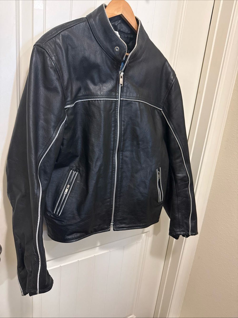 XElement Motorcycle Jacket W/Zip Liner Black Heavy Duty 100% Leather - Size XL